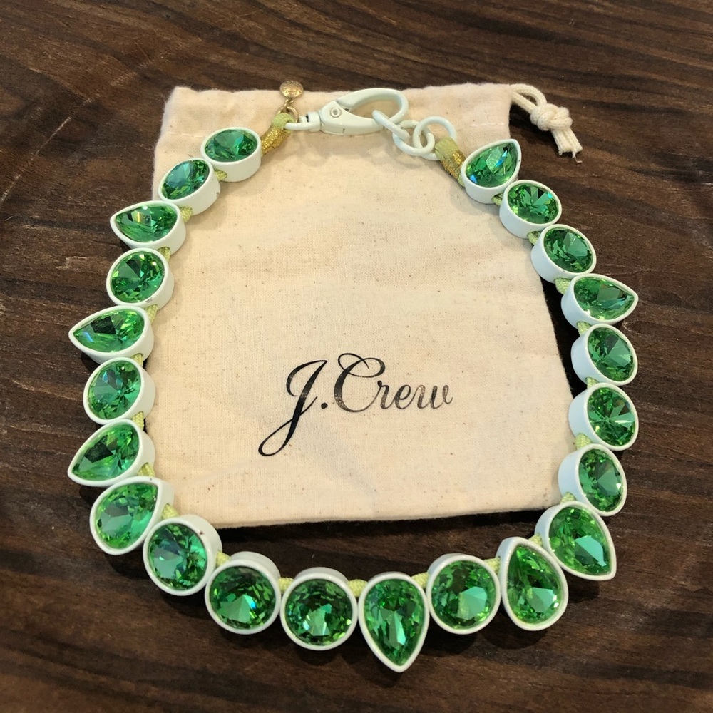 J Crew Green Mixed Brûlèe Pear Necklace